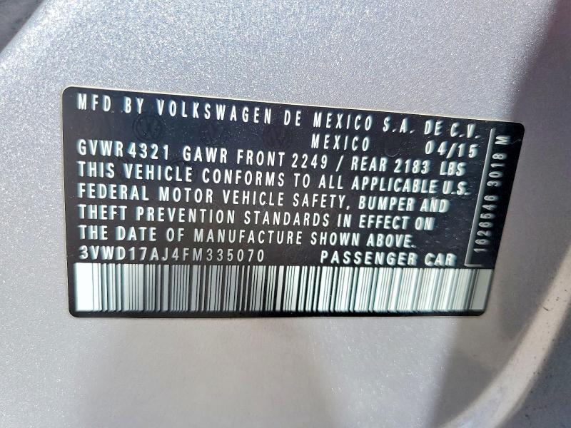 Продаж на аукціоні авто 2015 Volkswagen Jetta, vin: 3VWD17AJ4FM335070, номер лоту: 66030226