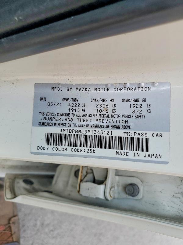 64840566 :رقم المزاد ، JM1BPBML9M1343121 vin ، 2021 Mazda 3 مزاد بيع