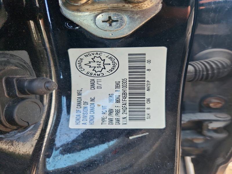 66655476 :رقم المزاد ، 2HGFA1F46BH100305 vin ، 2011 Honda Civic مزاد بيع