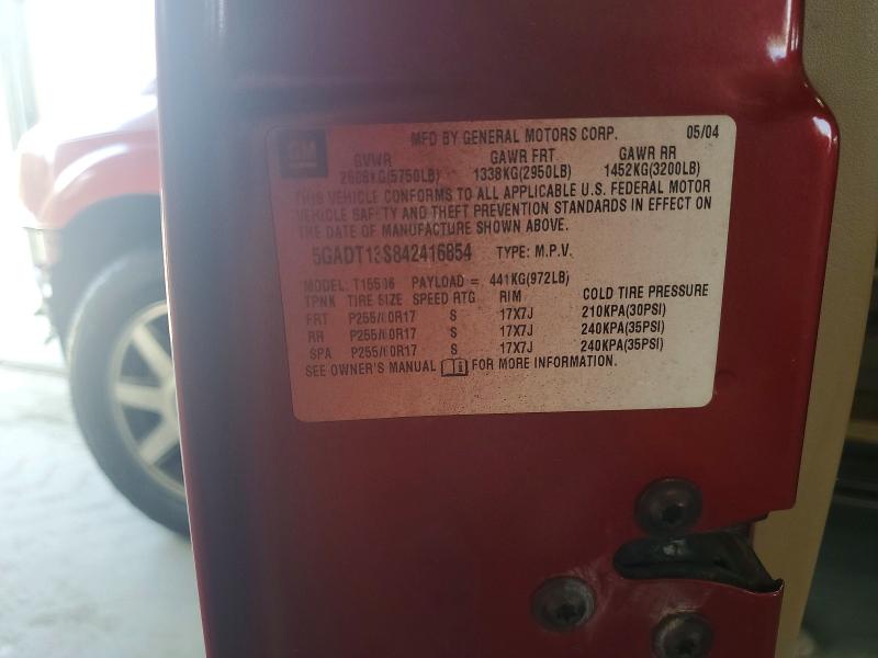 2004 Buick Rainier მანქანა იყიდება აუქციონზე, vin: 5GADT13S842416854, აუქციონის ნომერი: 67251006
