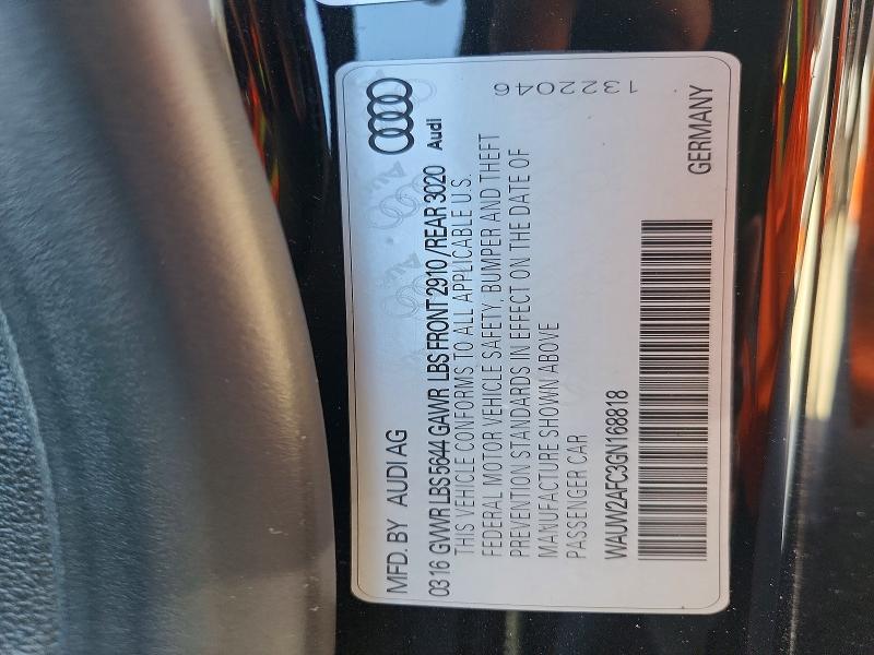 2016 Audi S7 მანქანა იყიდება აუქციონზე, vin: WAUW2AFC3GN168818, აუქციონის ნომერი: 66473276