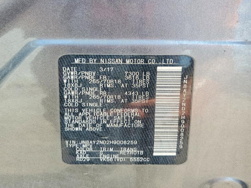 Aukcja sprzedaży 2017 Nissan Armada, vin: JN8AY2ND2H9008259, numer aukcji: 67339246