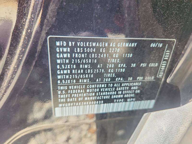 Продажа на аукционе авто 2017 Volkswagen Tiguan, vin: WVGBV7AX2HK000639, номер лота: 63804156
