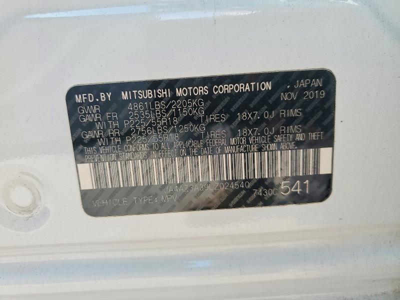 Aukcja sprzedaży 2020 Mitsubishi Outlander, vin: JA4AZ3A39LZ024540, numer aukcji: 63544496