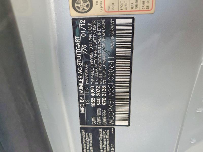 Продаж на аукціоні авто 2012 Mercedes-benz Slk, vin: WDDPK5HA3CF038641, номер лоту: 65649896