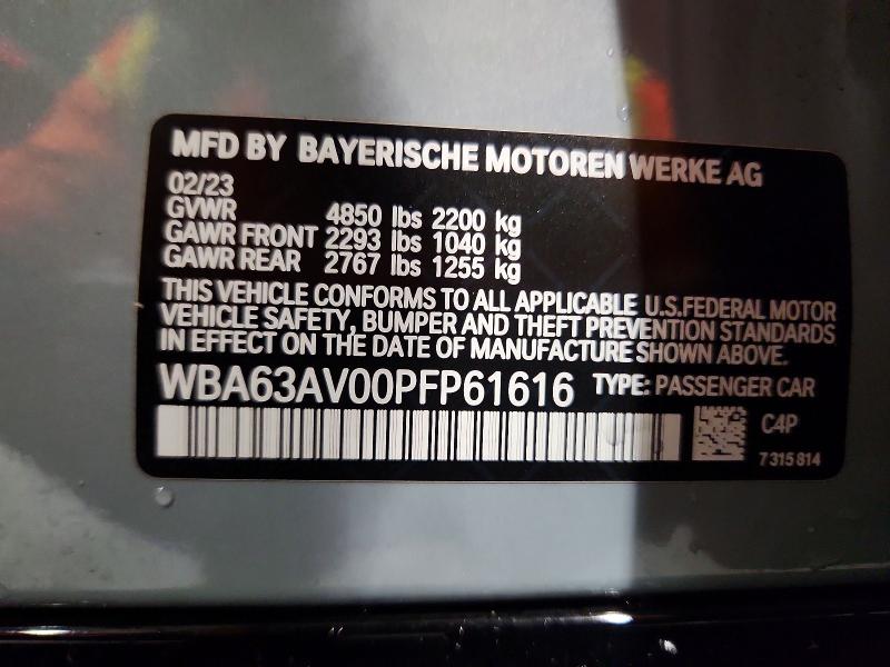 64240526 :رقم المزاد ، WBA63AV00PFP61616 vin ، 2023 Bmw 430i مزاد بيع