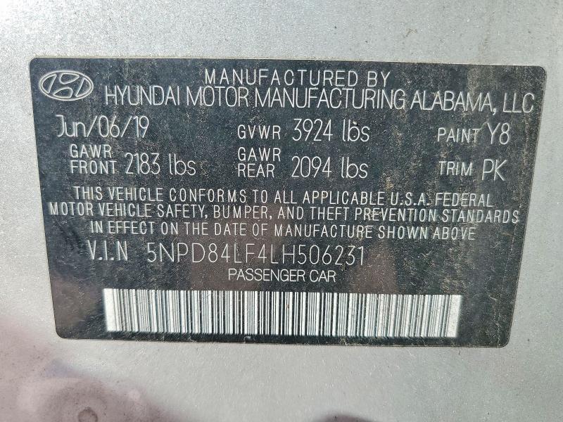 64601246 :رقم المزاد ، 5NPD84LF4LH506231 vin ، 2020 Hyundai Elantra مزاد بيع