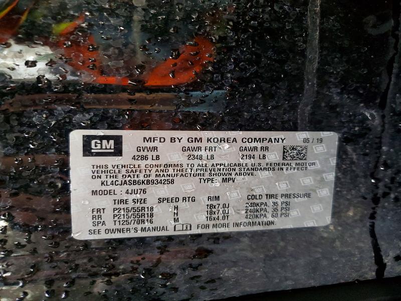 Aukcja sprzedaży 2019 Buick Encore, vin: KL4CJASB6KB934258, numer aukcji: 65410466