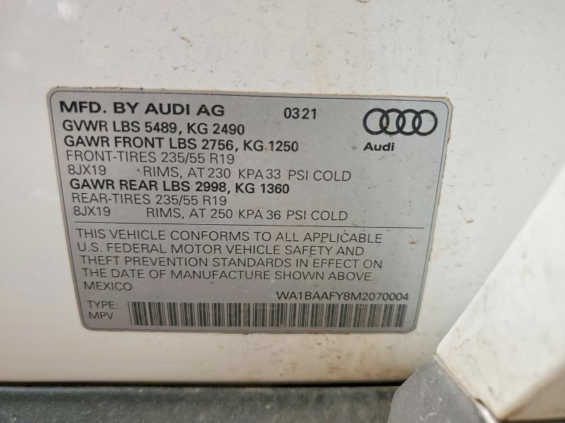 Aukcja sprzedaży 2021 Audi Q5, vin: WA1BAAFY8M2070004, numer aukcji: 63538466