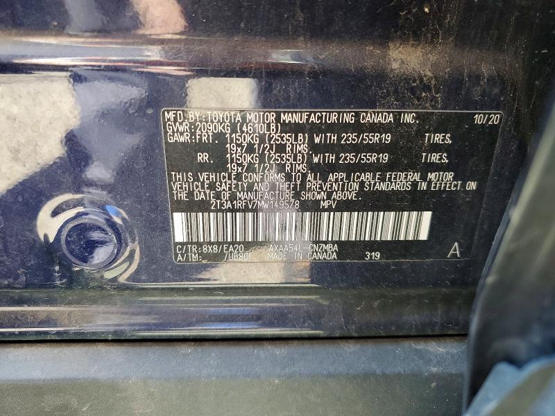 Продаж на аукціоні авто 2021 Toyota Rav4, vin: 2T3A1RFV7MW149578, номер лоту: 64574336