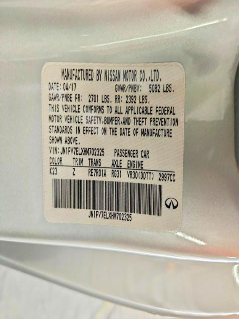 65559256 :رقم المزاد ، JN1FV7ELXHM702325 vin ، 2017 Infiniti Q60 مزاد بيع