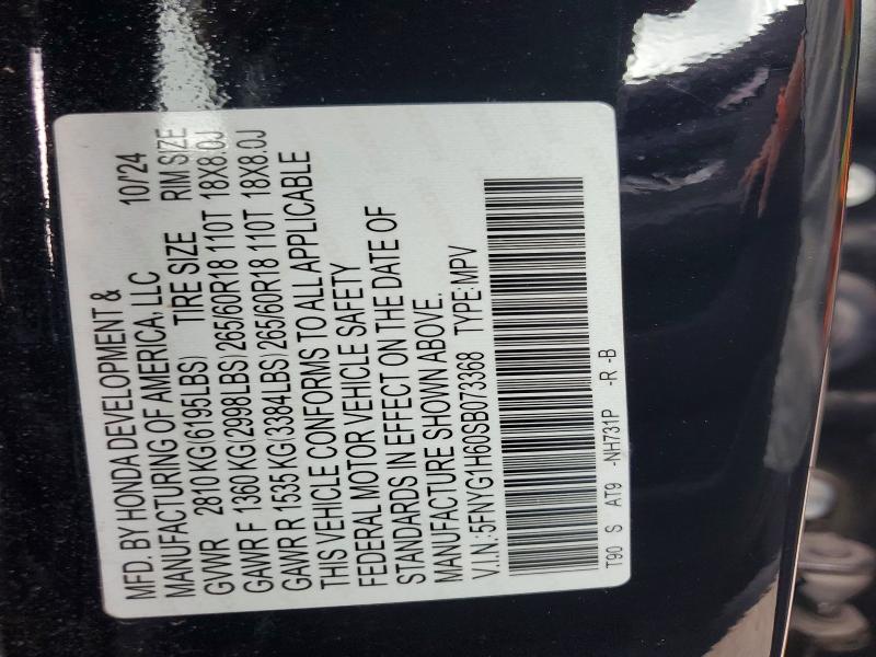 Aukcja sprzedaży 2025 Honda Pilot, vin: 5FNYG1H60SB073368, numer aukcji: 66515136