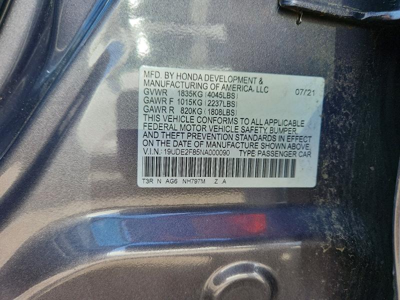 2022 Acura Ilx მანქანა იყიდება აუქციონზე, vin: 19UDE2F85NA000090, აუქციონის ნომერი: 65607036