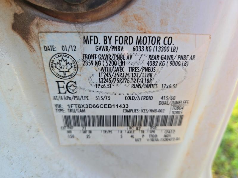 58363086 :رقم المزاد ، 1FT8X3D66CEB11433 vin ، 2012 Ford F350 مزاد بيع