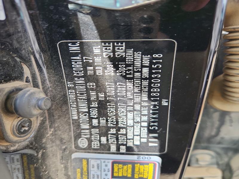63775976 :رقم المزاد ، 5XYKTCA18BG031518 vin ، 2011 Kia Sorento مزاد بيع