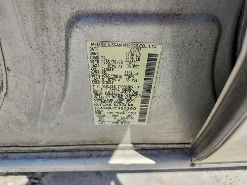 2007 Nissan Frontier მანქანა იყიდება აუქციონზე, vin: 1N6AD09U37C457390, აუქციონის ნომერი: 64945896