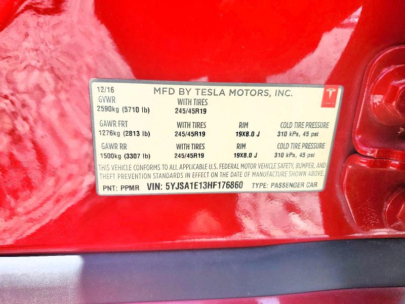 Продаж на аукціоні авто 2017 Tesla Model S, vin: 5YJSA1E13HF176860, номер лоту: 64982636