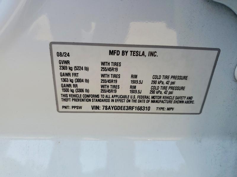 Aukcja sprzedaży 2024 Tesla Model Y, vin: 7SAYGDEE3RF168310, numer aukcji: 64896836