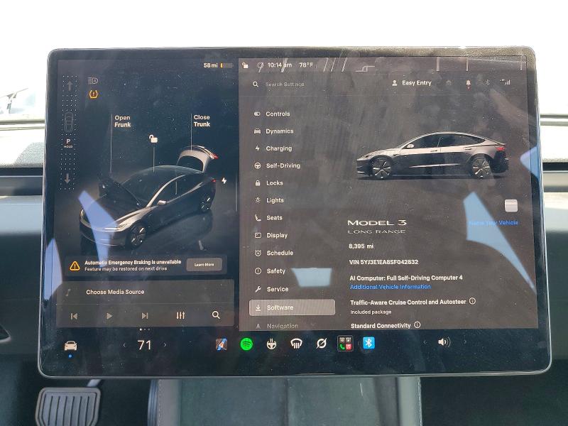 62723396 :رقم المزاد ، 5YJ3E1EA8SF042832 vin ، 2025 Tesla Model 3 مزاد بيع