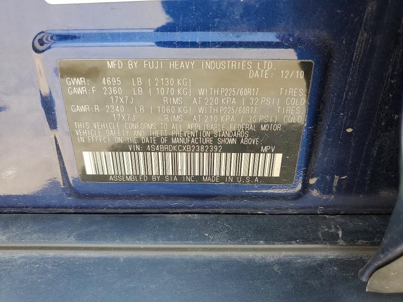 Aukcja sprzedaży 2011 Subaru Outback, vin: 4S4BRDKCXB2382392, numer aukcji: 63829306