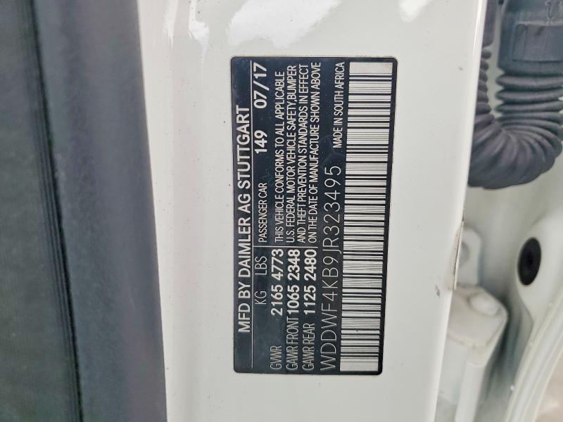 2018 Mercedes-benz C მანქანა იყიდება აუქციონზე, vin: WDDWF4KB9JR323495, აუქციონის ნომერი: 63810766