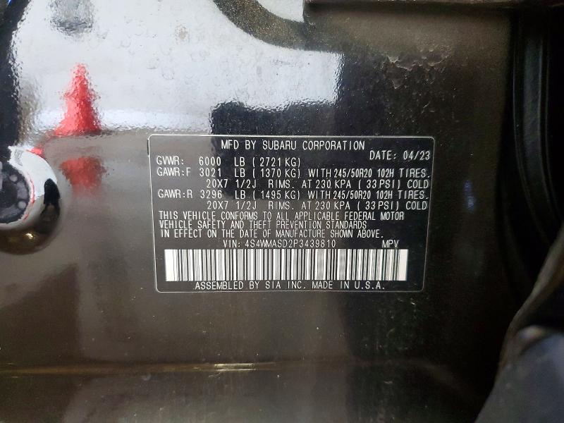 Aukcja sprzedaży 2023 Subaru Ascent, vin: 4S4WMASD2P3439810, numer aukcji: 66706076