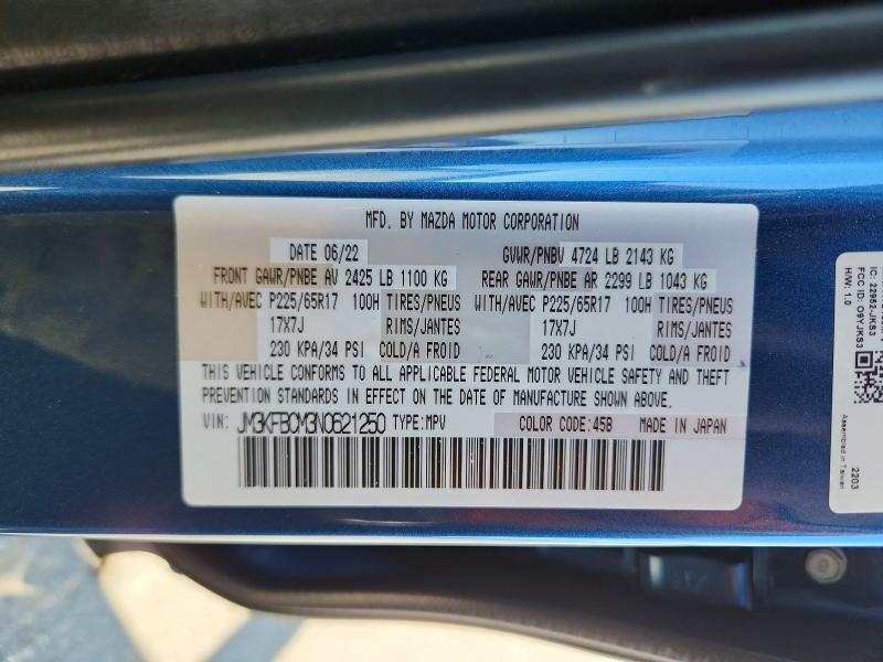 Продаж на аукціоні авто 2022 Mazda Cx-5, vin: JM3KFBCM3N0621250, номер лоту: 63436416