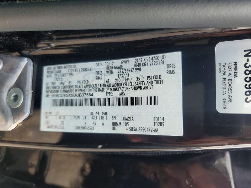 2013 Ford Escape მანქანა იყიდება აუქციონზე, vin: 1FMCU9GX5DUB37664, აუქციონის ნომერი: 64194746