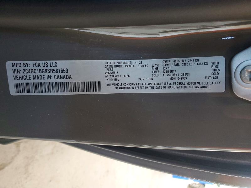 2025 Chrysler Pacifica მანქანა იყიდება აუქციონზე, vin: 2C4RC1BG9SR587659, აუქციონის ნომერი: 63825756