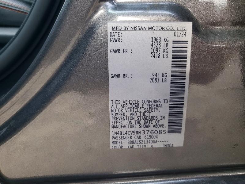 2024 Nissan Altima მანქანა იყიდება აუქციონზე, vin: 1N4BL4CV9RN376085, აუქციონის ნომერი: 65279576