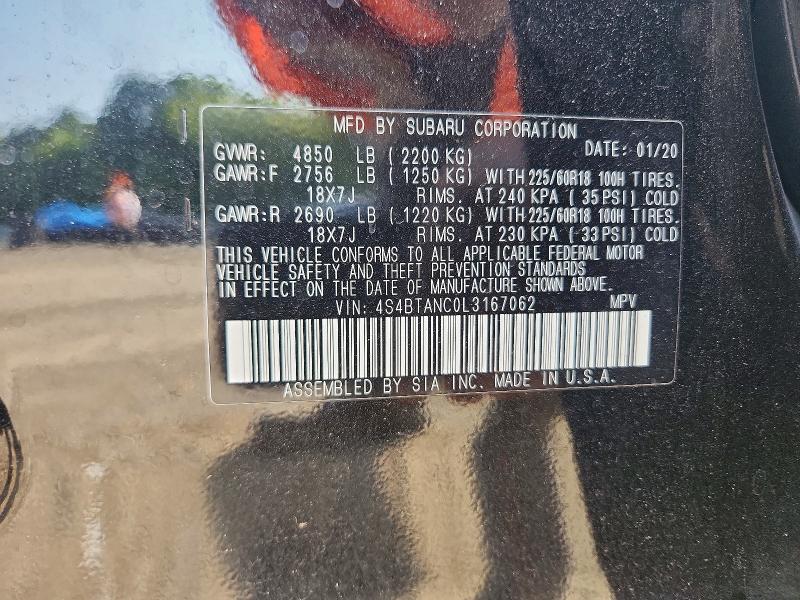 63608826 :رقم المزاد ، 4S4BTANC0L3167062 vin ، 2020 Subaru Outback مزاد بيع