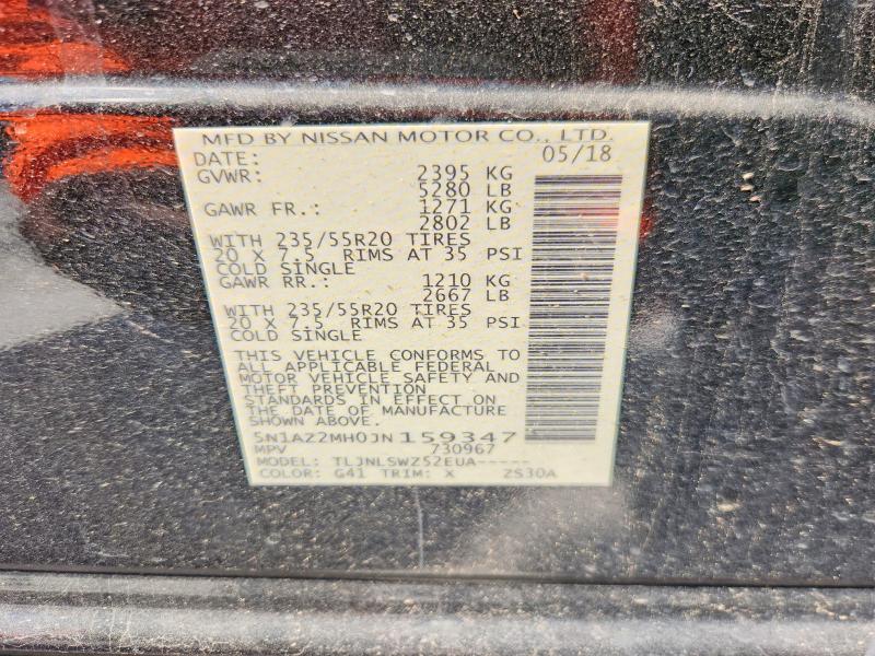 64993096 :رقم المزاد ، 5N1AZ2MH0JN159347 vin ، 2018 Nissan Murano مزاد بيع