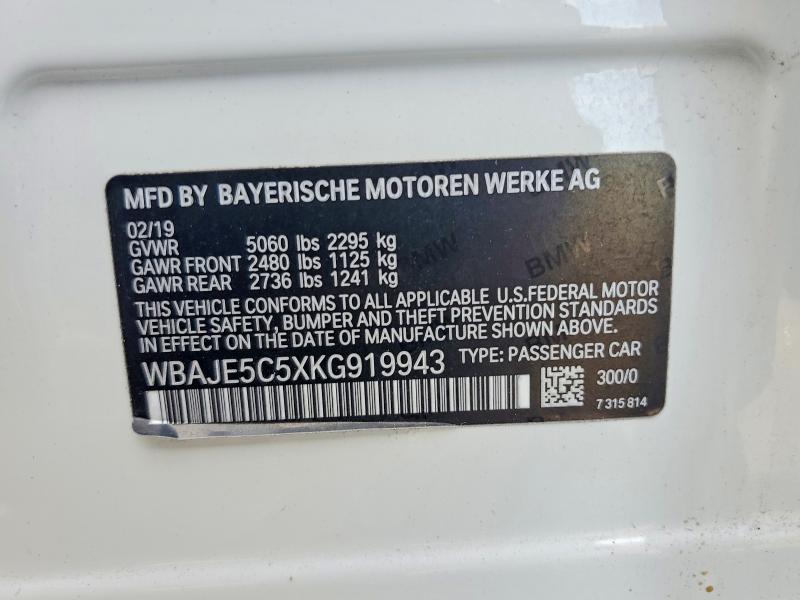 65234596 :رقم المزاد ، WBAJE5C5XKG919943 vin ، 2019 Bmw 540 مزاد بيع
