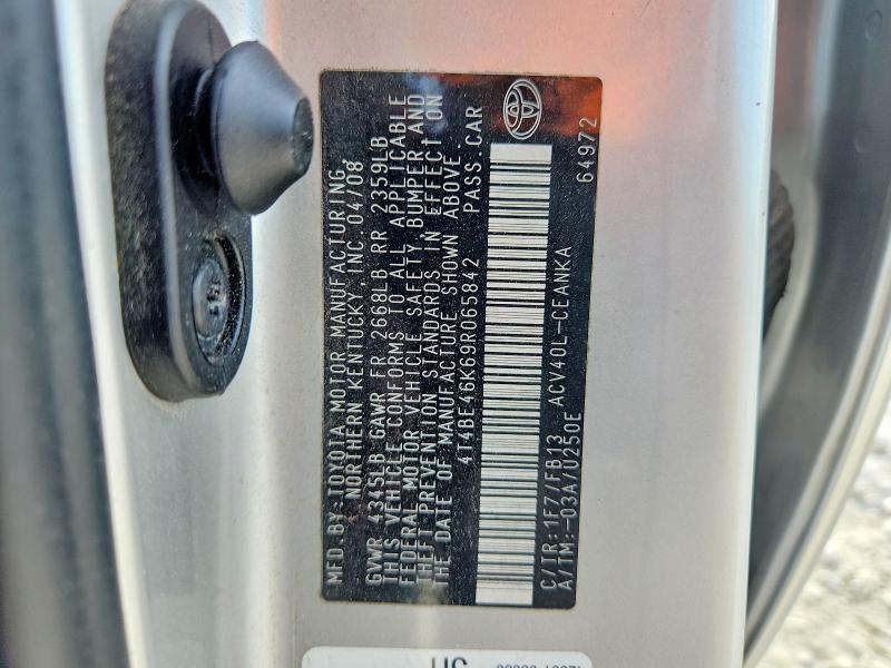 65042456 :رقم المزاد ، 4T4BE46K69R065842 vin ، 2009 Toyota Camry مزاد بيع