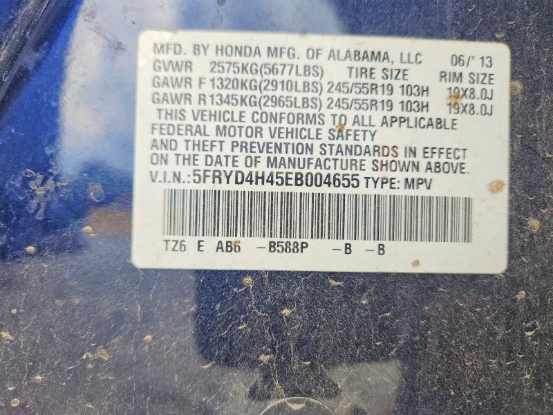 65457556 :رقم المزاد ، 5FRYD4H45EB004655 vin ، 2014 Acura Mdx مزاد بيع