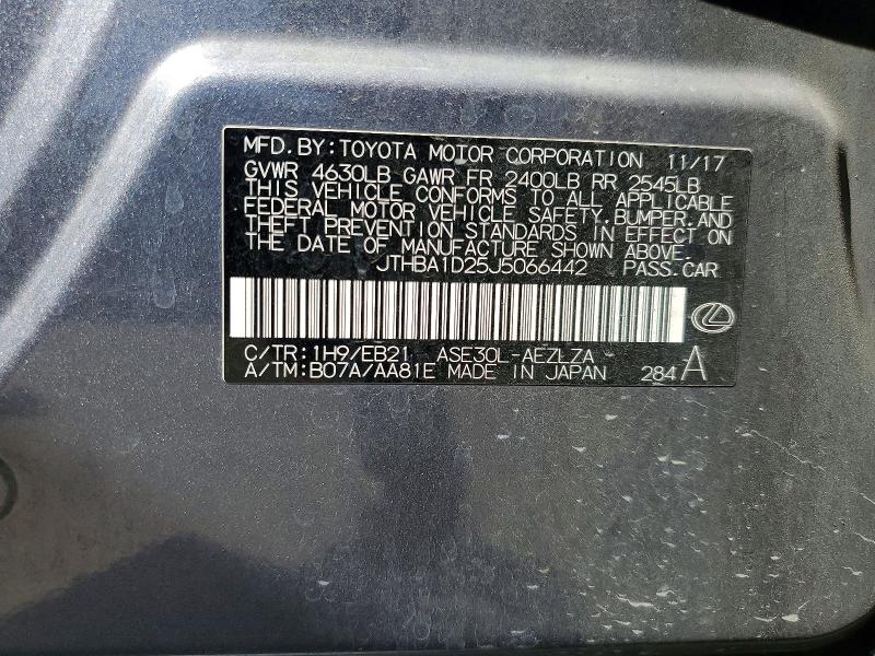 Aukcja sprzedaży 2018 Lexus Is, vin: JTHBA1D25J5066442, numer aukcji: 65841666