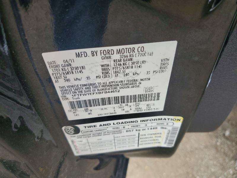 65363576 :رقم المزاد ، 1FTFW1EFXBFB44652 vin ، 2011 Ford F150 مزاد بيع