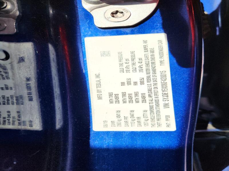 Aukcja sprzedaży 2019 Tesla Model 3, vin: 5YJ3E1EAXKF428815, numer aukcji: 66047156