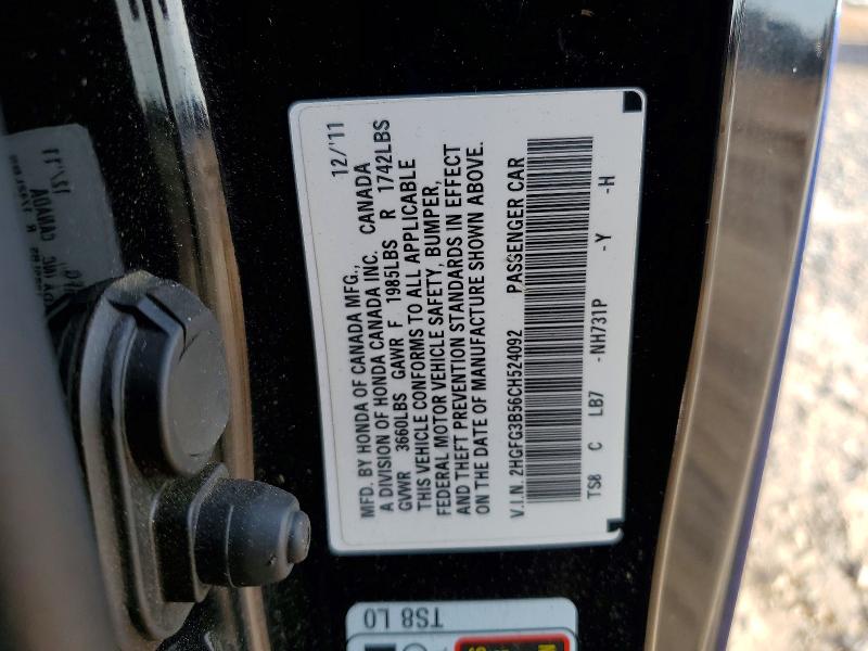 Aukcja sprzedaży 2012 Honda Civic, vin: 2HGFG3B56CH524092, numer aukcji: 64368046