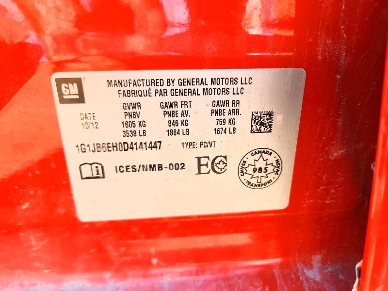 66628826 :رقم المزاد ، 1G1JB6EH0D4141447 vin ، 2013 Chevrolet Sonic مزاد بيع