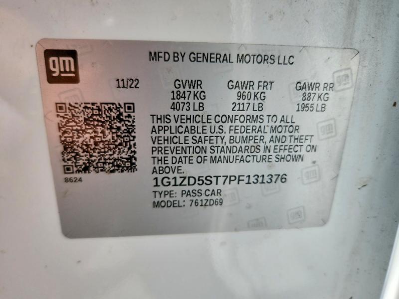Aukcja sprzedaży 2023 Chevrolet Malibu, vin: 1G1ZD5ST7PF131376, numer aukcji: 64129866