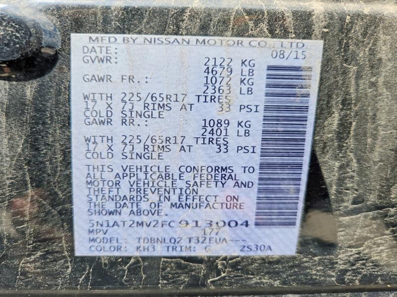 2015 Nissan Rogue მანქანა იყიდება აუქციონზე, vin: 5N1AT2MV2FC913004, აუქციონის ნომერი: 63218016