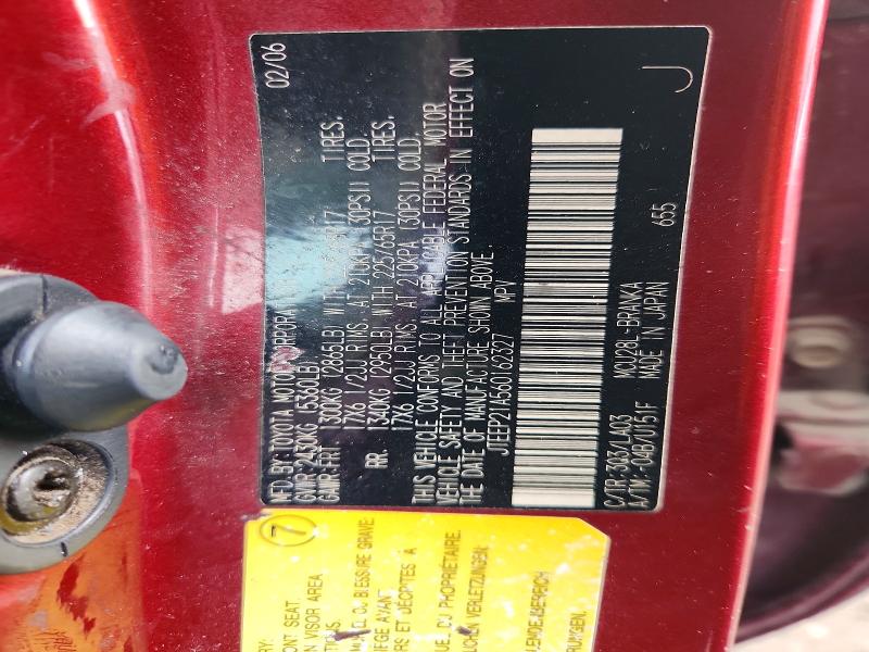 Aukcja sprzedaży 2006 Toyota Highlander, vin: JTEEP21A560162327, numer aukcji: 65054296