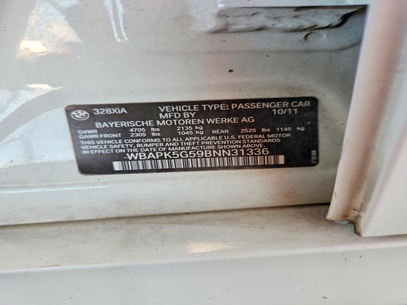66447566 :رقم المزاد ، WBAPK5G59BNN31336 vin ، 2011 Bmw 328 مزاد بيع