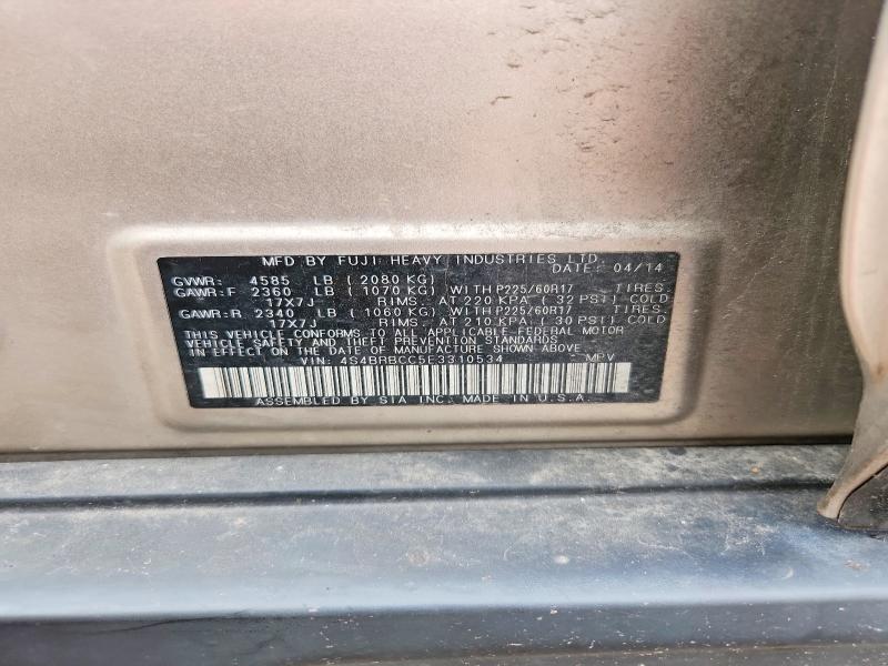 2014 Subaru Outback მანქანა იყიდება აუქციონზე, vin: 4S4BRBCC5E3310534, აუქციონის ნომერი: 63305426