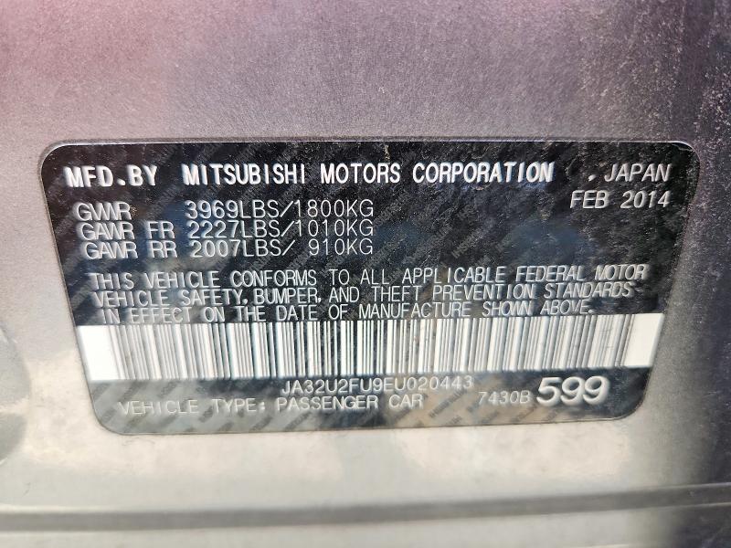 Aukcja sprzedaży 2014 Mitsubishi Lancer, vin: JA32U2FU9EU020443, numer aukcji: 63864046