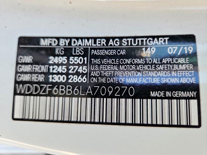 2020 Mercedes-benz E მანქანა იყიდება აუქციონზე, vin: WDDZF6BB6LA709270, აუქციონის ნომერი: 64013086