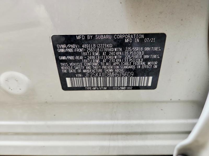 2021 Subaru Forester მანქანა იყიდება აუქციონზე, vin: JF2SKAXC8MH575609, აუქციონის ნომერი: 64593416