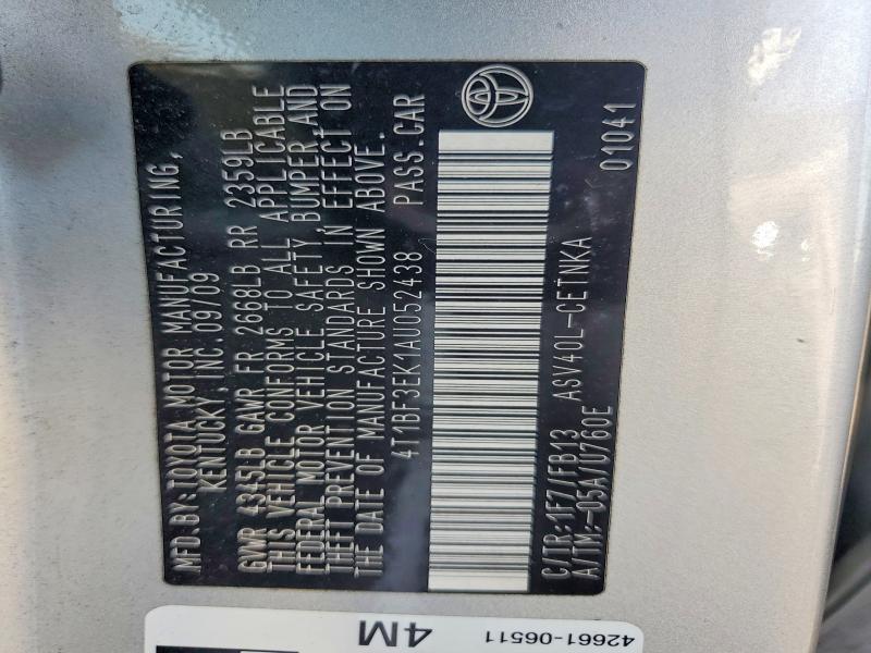 66914166 :رقم المزاد ، 4T1BF3EK1AU052438 vin ، 2010 Toyota Camry مزاد بيع