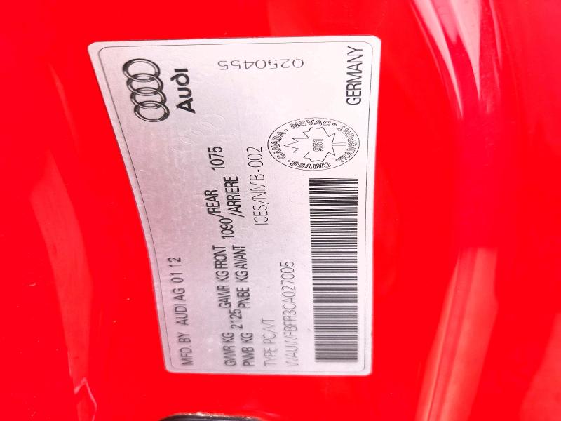 Продаж на аукціоні авто 2012 Audi A5, vin: WAUWFBFR3CA027005, номер лоту: 64566626